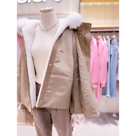 폭스퍼 트리밍 패딩라이너 점퍼