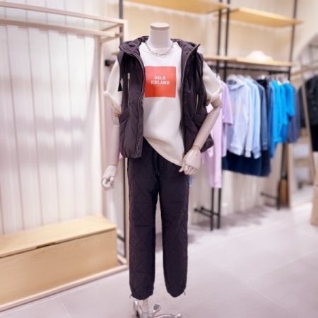 퀄팅 변형 후드 다운 베스트