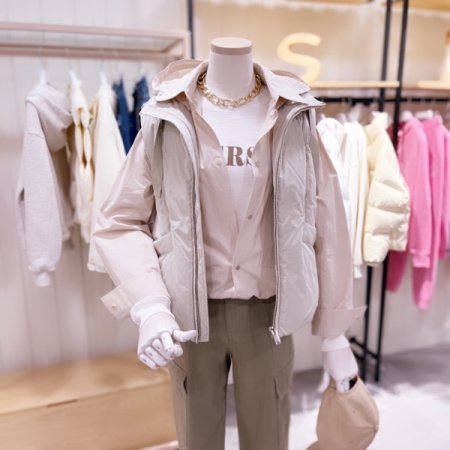 퀄팅 변형 후드 다운 베스트