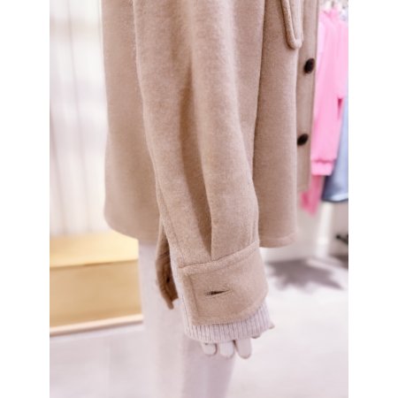 아웃포켓 포인트 셔츠형 하프 코트