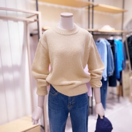 루즈핏 기본조직 니트 풀오버