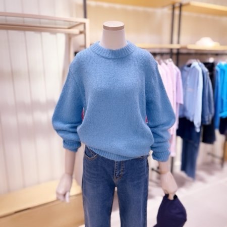 루즈핏 기본조직 니트 풀오버