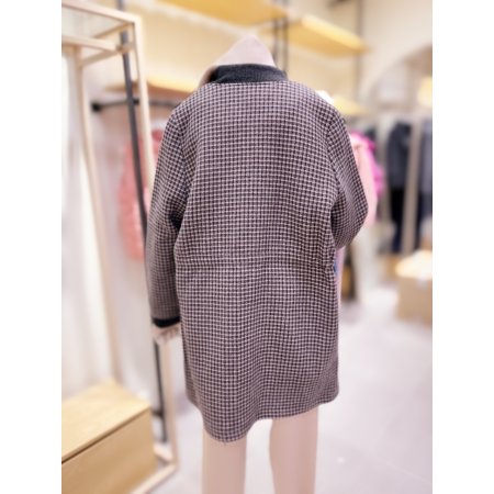 시보리 허리스트링 체크 점퍼