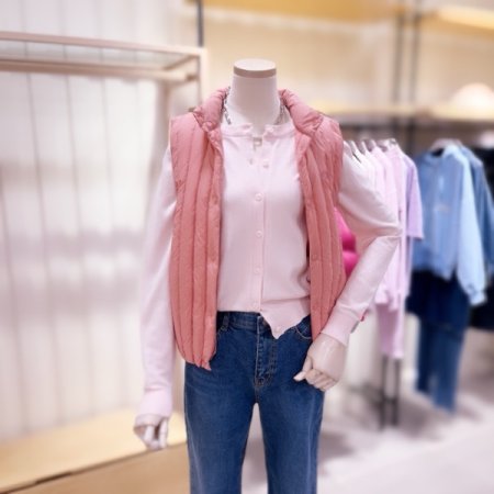 세로 퀼팅 경량다운 베스트