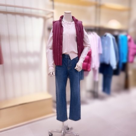 세로 퀼팅 경량다운 베스트