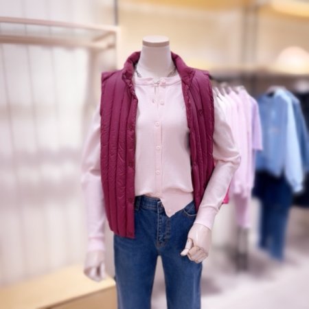 세로 퀼팅 경량다운 베스트