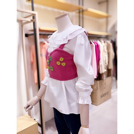 비딩 장식 니트 숏 뷔스티에