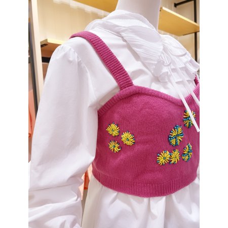 비딩 장식 니트 숏 뷔스티에