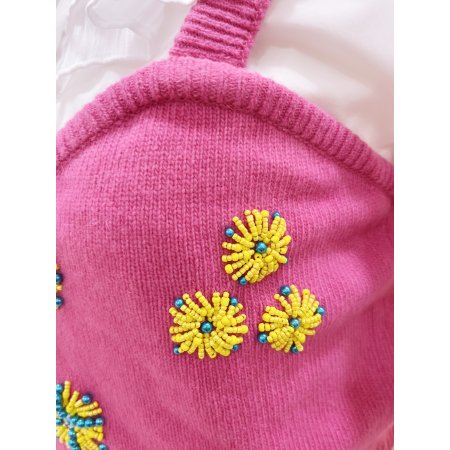 비딩 장식 니트 숏 뷔스티에