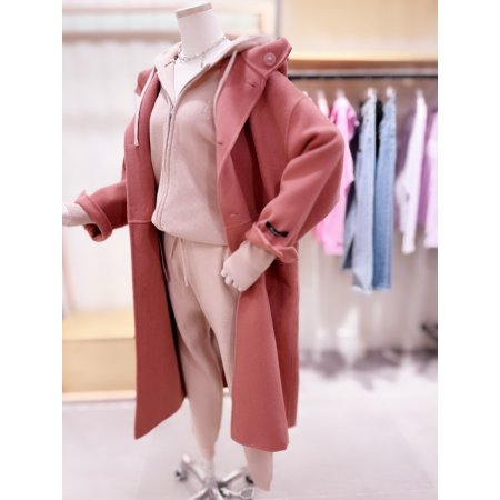 핸드메이드 후드 롱 코트