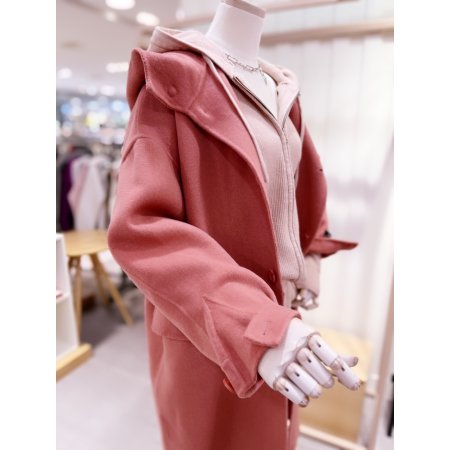 핸드메이드 후드 롱 코트