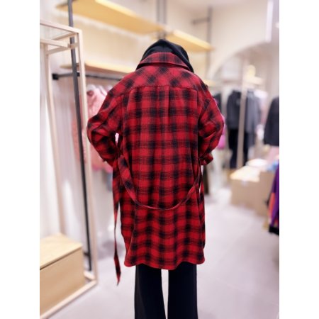 체크 루즈핏 롱셔츠형 점퍼