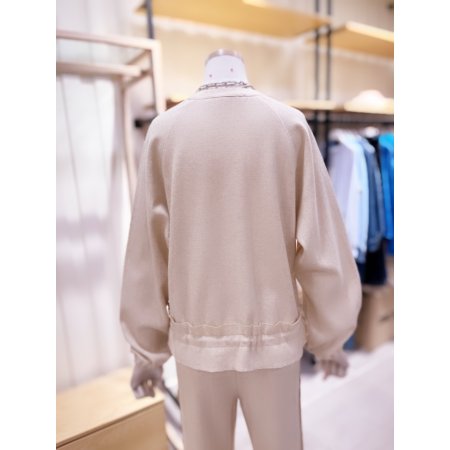 밑단프릴스트링 라글란지퍼 티셔츠