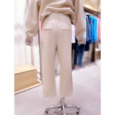 밴딩 배색 후라쉬 일자 팬츠