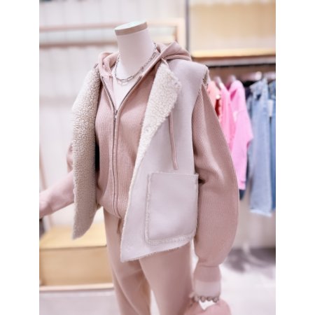 리버서블 스웨이드 퍼 베스트 무스탕