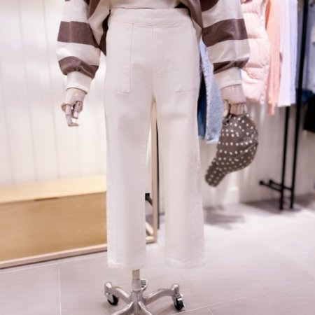 절개디테일 뒷밴딩 스판 팬츠