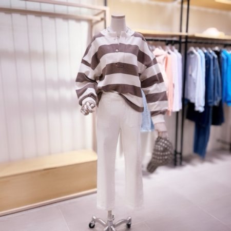 절개디테일 뒷밴딩 스판 팬츠