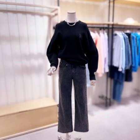 밑단 볼드립 하찌조직 니트