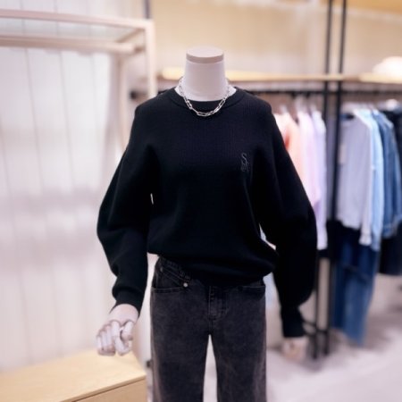 밑단 볼드립 하찌조직 니트