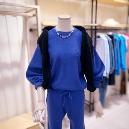 밑단 볼드립 하찌조직 니트