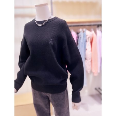 밑단 볼드립 하찌조직 니트