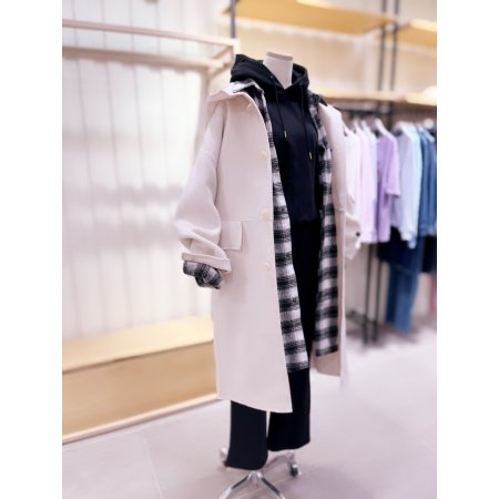 루즈핏 핸드메이드 후드 롱 코트