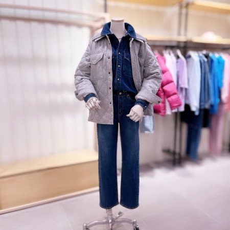 다이아 퀼팅 카라 니트 점퍼