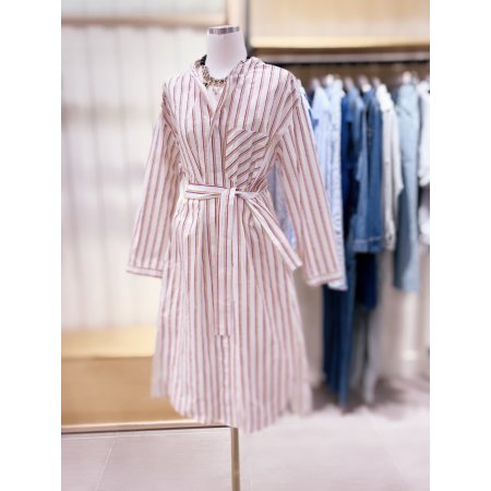 차이나카라 스트라이프 롱기장 셔츠