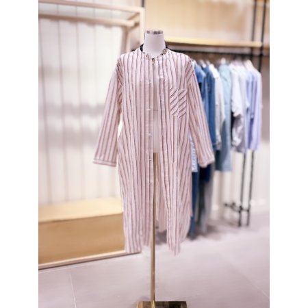 차이나카라 스트라이프 롱기장 셔츠