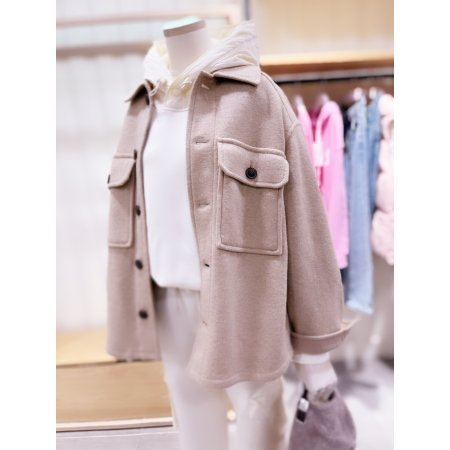 아웃포켓 셔츠형 하프 코트