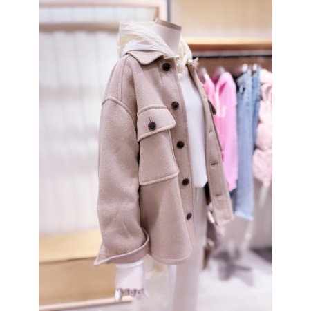 아웃포켓 셔츠형 하프 코트