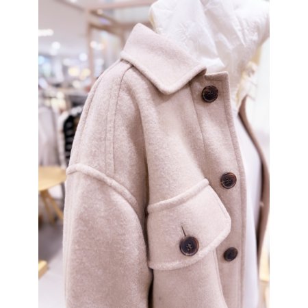 아웃포켓 셔츠형 하프 코트