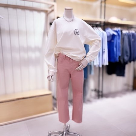 레터링 크롭 맨투맨 티셔츠