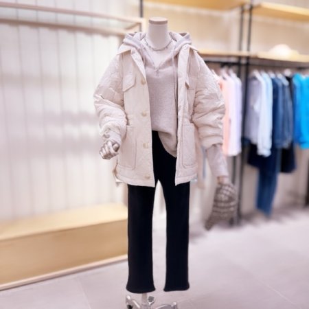 다이아 퀼팅 벨티드 다운점퍼