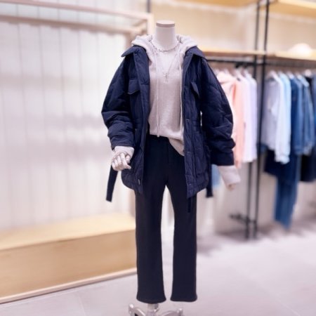 다이아 퀼팅 벨티드 다운점퍼