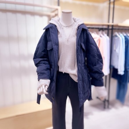 다이아 퀼팅 벨티드 다운점퍼