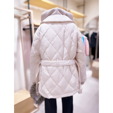 다이아 퀼팅 벨티드 다운점퍼