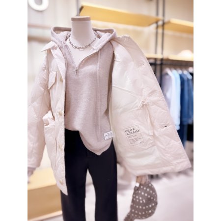 다이아 퀼팅 벨티드 다운점퍼