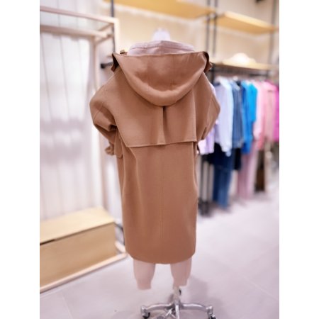 후드 포인트 핸드메이드 롱 코트