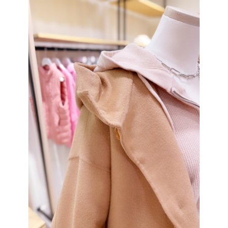 후드 포인트 핸드메이드 롱 코트