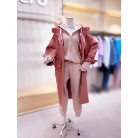 후드 포인트 핸드메이드 롱 코트