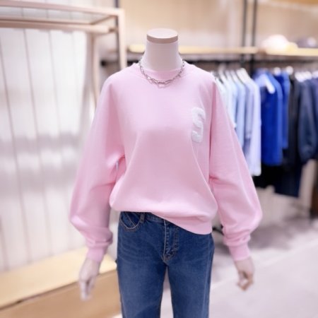 S 부클자수 라글란 티셔츠