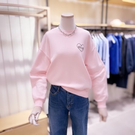 자수하트 절개 맨투맨 티셔츠