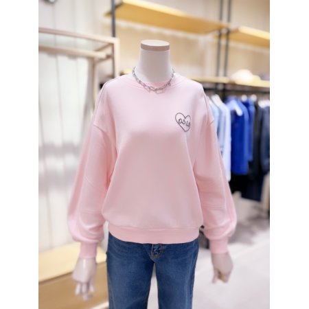 자수하트 절개 맨투맨 티셔츠