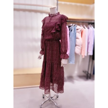 쉬폰 프린트 러플 원피스