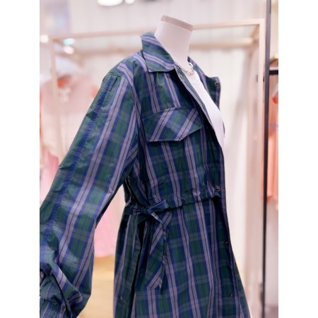 허리후라쉬 스트링체크 롱점퍼