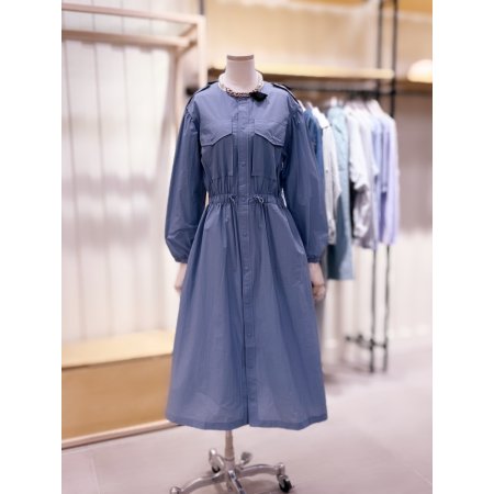 허리밴딩 볼륨소매 롱기장 원피스