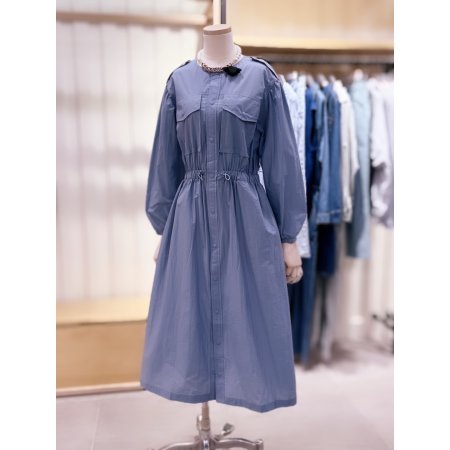 허리밴딩 볼륨소매 롱기장 원피스