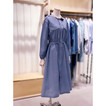 허리밴딩 볼륨소매 롱기장 원피스