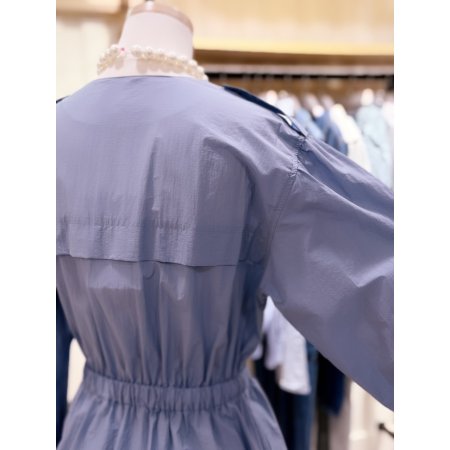 허리밴딩 볼륨소매 롱기장 원피스